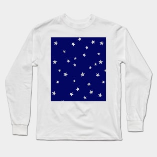 Pretty Y2K Glitter Stars Design in Royal Blue Long Sleeve T-Shirt